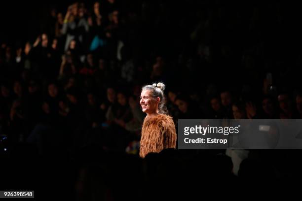 Fashion designer Isabel Marant during the Isabel Marant show as part of the Paris Fashion Week Womenswear Fall/Winter 2018/2019 on February 28, 2018...