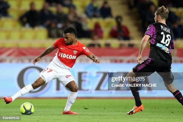 Monaco's French midfielder Thomas Lemar vies with Bordeaux's Czech midfielder Jaroslav Plasil during the French L1 football match Monaco vs Bordeaux...