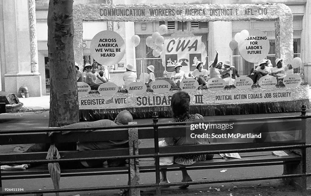Labor Union Rally, NYC - Laborers Protesting Outsourcing Of Jobs