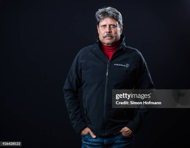 Laureus Academy member Kapil Dev poses prior to the 2018 Laureus World Sports Awards at Le Meridien Beach Plaza Hotel on February 26, 2018 in Monaco,...