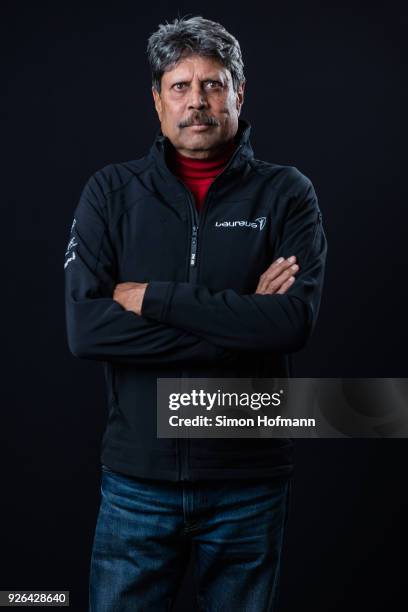 Laureus Academy member Kapil Dev poses prior to the 2018 Laureus World Sports Awards at Le Meridien Beach Plaza Hotel on February 26, 2018 in Monaco,...