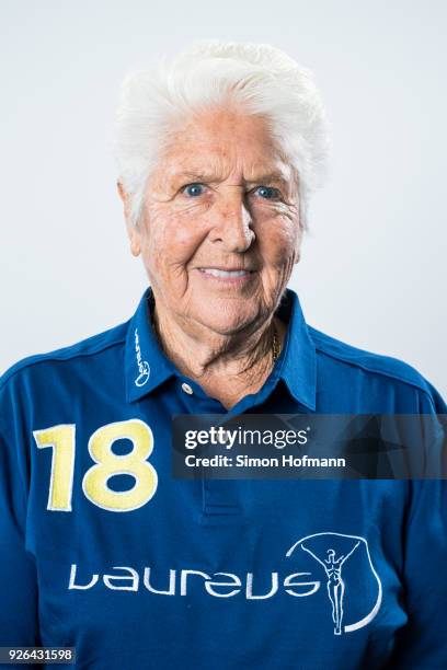Laureus Academy member Dawn Fraser poses prior to the 2018 Laureus World Sports Awards at Le Meridien Beach Plaza Hotel on February 26, 2018 in...