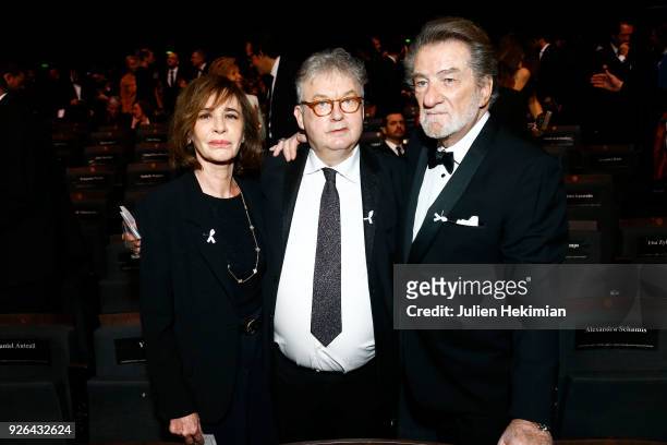 Muriel Mitchell, Eddy Mitchell and Dominique Besnehard attend the Cesar Film Awards 2018 at Salle Pleyel on March 2, 2018 in Paris, France.