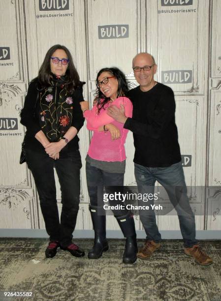 Francine Prose, Janeane Garofalo and Richard Levine attend Build series to discuss "Submission" at Build Studio on March 2, 2018 in New York City.