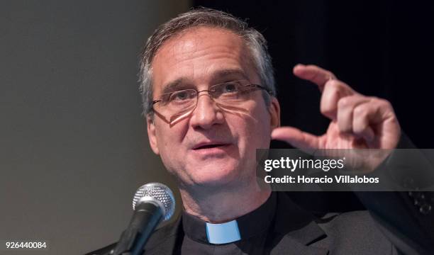 Monsignor Dario Edoardo Vigano, a Catholic priest named by Pope Francis the first Prefect of the Holy See Secretariat for Communications, lectures on...