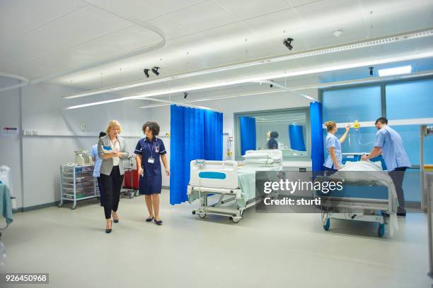 medico e infermiere controllare le note - reparto di ospedale foto e immagini stock
