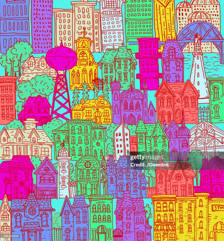 Drawn Background Building Hand Drawn Buildings High-Res Vector Graphic - Getty Images
