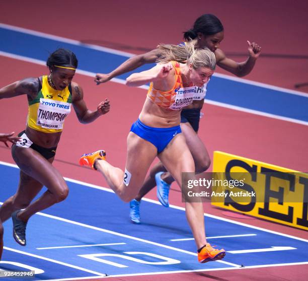 Dafne Schippers of the Netherlands in the Final of the Women's 60m on Day 2 of the IAAF World Indoor Championships at Arena Birmingham on March 2,...