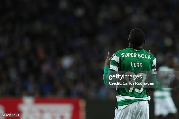 Sporting CP forward Rafael Leao celebrates scoring Sporting goal during the Portuguese Primeira Liga match between FC Porto and Sporting CP at...