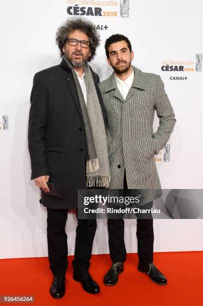 Radu Mihaileanu and his son Gary Mihaileanu arrive at the Cesar Film Awards 2018 at Salle Pleyel on March 2, 2018 in Paris, France.