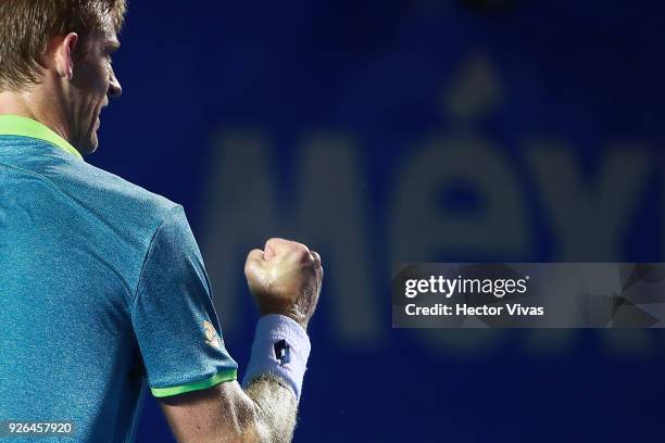 Kevin Anderson of South Africa celebrates a point during the match between Hyeon Chung of Korea and Kevin Anderson of South Africa as part of the...