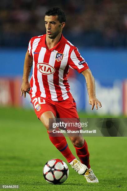 Simao of Atletico Madrid in action during Champions League Group D match between Atletico Madrid and Chelsea at the Vicente Calderon Stadium on...