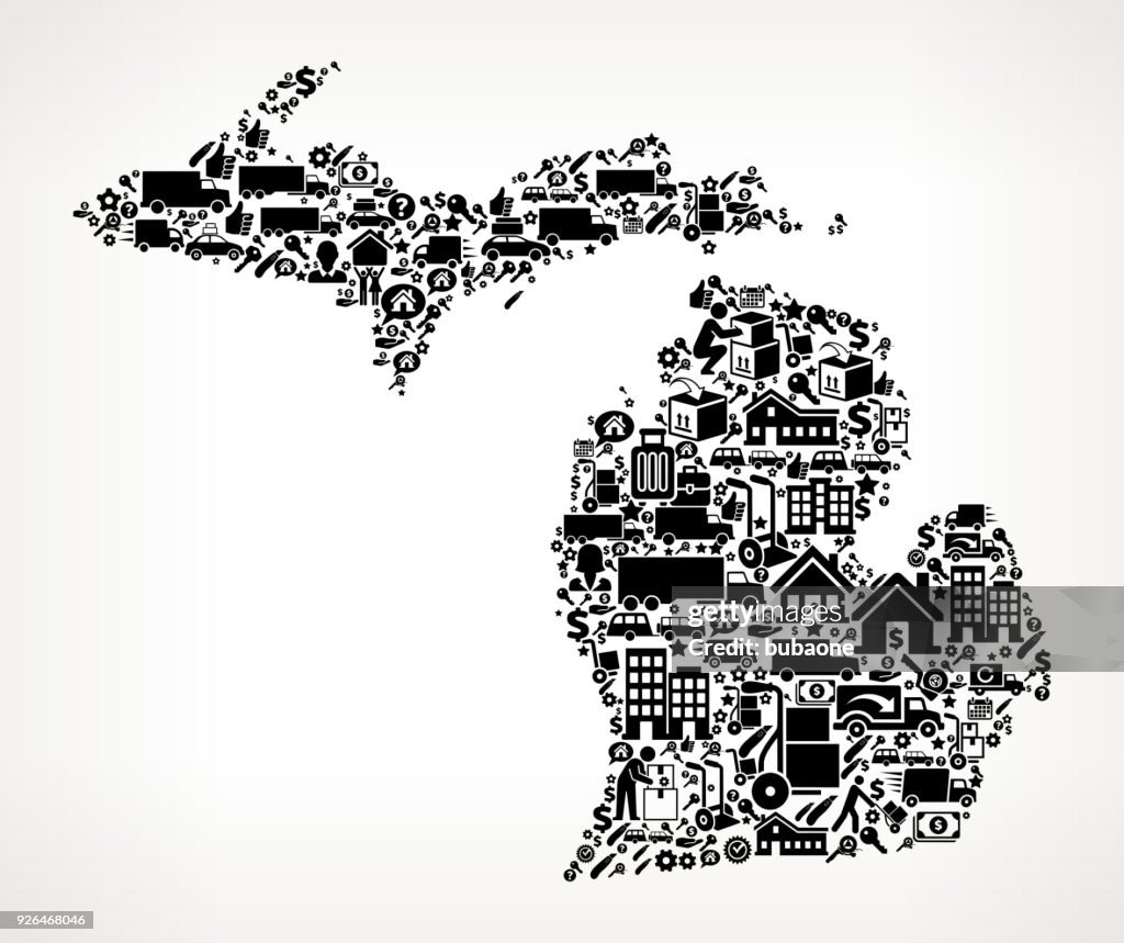 Michigan Moving and Relocation Vector Icon Pattern