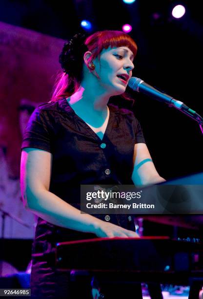 Carey Lander of Camera Obscura performs on stage at Shepherds Bush Empire on November 3, 2009 in London, England.