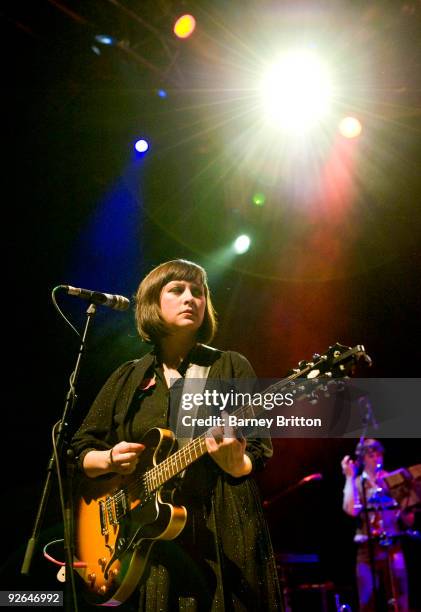 Tracyanne Campbell of Camera Obscura performs on stage at Shepherds Bush Empire on November 3, 2009 in London, England.