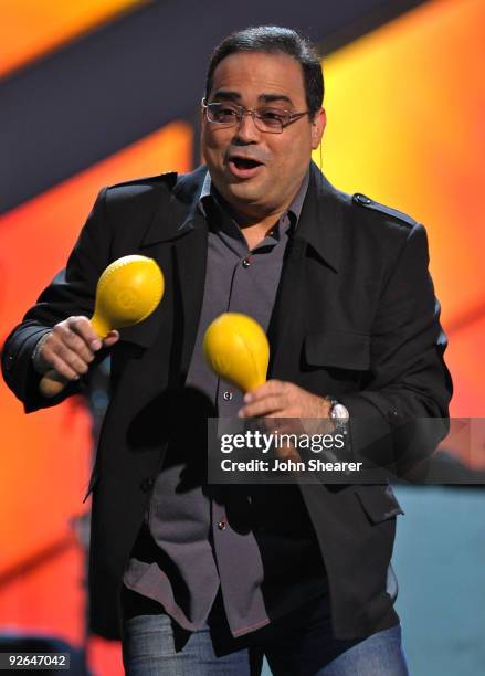 Musicians Gilberto Santa Rosa performs onstage during the 10th Annual Latin GRAMMY Awards Rehearsals Day 2 held at the Mandalay Bay Events Center on...