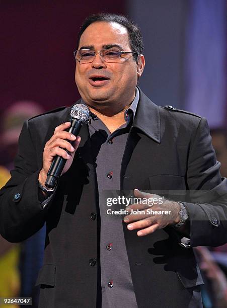 Musicians Gilberto Santa Rosa performs onstage during the 10th Annual Latin GRAMMY Awards Rehearsals Day 2 held at the Mandalay Bay Events Center on...