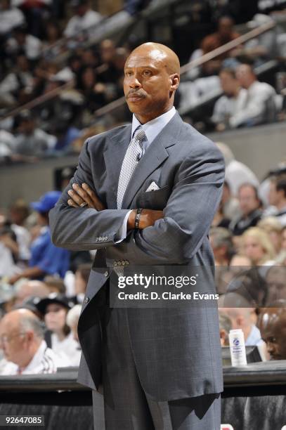 Head coach Byron Scott of the New Orleans Hornets looks on from the sideline during the game against the San Antonio Spurs on October 28, 2009 at the...