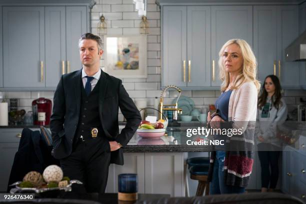 In Loco Parentis" Episode 1915 -- Pictured: Peter Scanavino as Dominick "Sonny" Carisi, Rachel Bay Jones as Teresa Carisi, Ryann Shane as Mia Toscano...