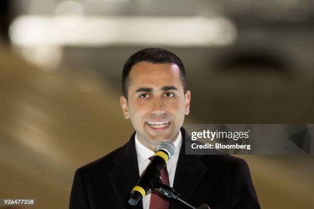 Luigi Di Maio, leader of Italy's anti-establishment Five Star Movement, speaks during a general election campaign rally in Rome, Italy, on Friday,...
