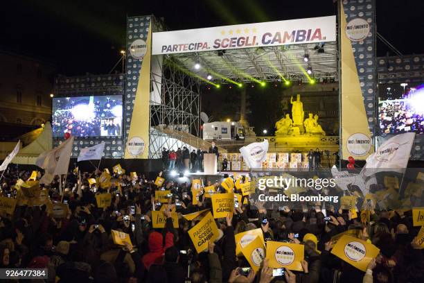 Luigi Di Maio, leader of Italy's anti-establishment Five Star Movement, speaks during a general election campaign rally in Rome, Italy, on Friday,...