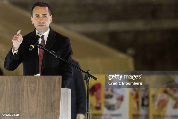 Luigi Di Maio, leader of Italy's anti-establishment Five Star Movement, speaks during a general election campaign rally in Rome, Italy, on Friday,...