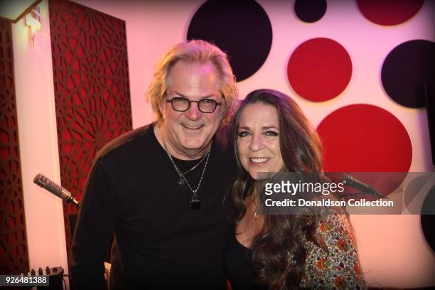 Musicians John Jorgenson and Carlene Carter at the Rebelle Roadshow California Kickoff Party at Thinkfactory Media on March 1, 2018 in Los Angeles,...