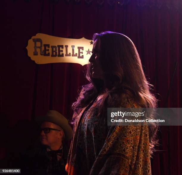 Musician Carlene Carter at the Rebelle Roadshow California Kickoff Party at Thinkfactory Media on March 1, 2018 in Los Angeles, California.