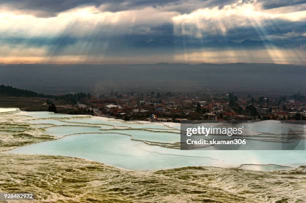 incredible landscape of pamukkale - 炭酸石灰 ストックフォトと画像