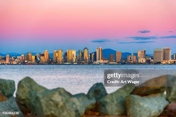 san diego skyline at dusk - san diego home stock pictures, royalty-free photos & images