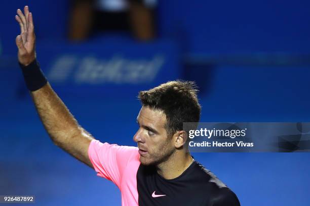 Juan Martin del Potro of Argentina celebrates during the match between Juan Martin del Potro of Argentina and Dominic Thiem of Austria as part of the...