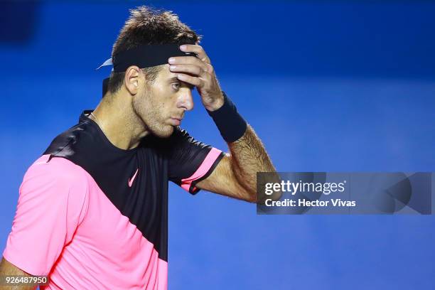 Juan Martin del Potro of Argentina gestures after winning the match during the match between Juan Martin del Potro of Argentina and Dominic Thiem of...