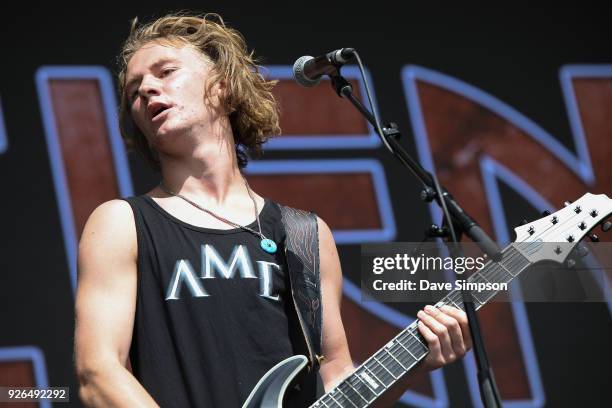 Lewis de Jong of Alien Weaponry performs at Auckland City Limits Music Festival on March 3, 2018 in Auckland, New Zealand.