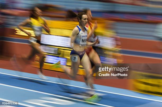 Laura Muir of Great Britain at 1500 meter semi final at World indoor Athletics Championship 2018, Birmingham, England on March 2, 2018.