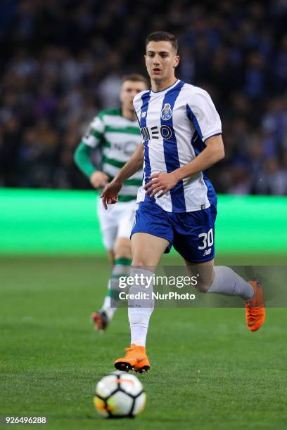 Porto's Portuguese defender Diogo Dalot in action during the Premier League 2017/18, match between FC Porto and Sporting CP, at Dragao Stadium in...