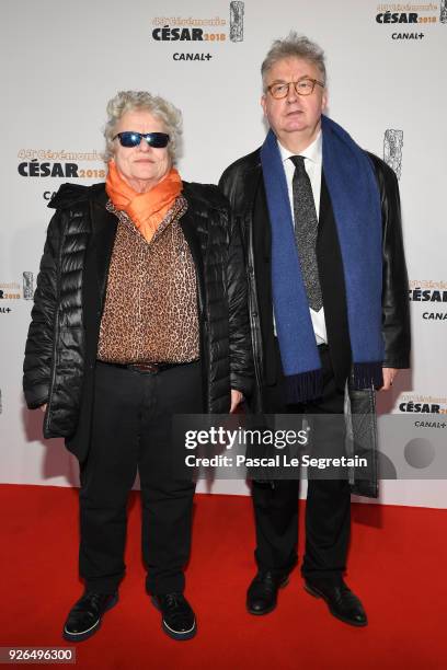 Jose Dayan and Dominique Besnehard arrive at the Cesar Film Awards 2018 at Salle Pleyel on March 2, 2018 in Paris, France.