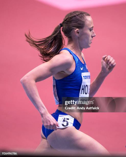 Shelby Houlihan of the USA in action during Round 1 of the Women's 1500m on Day 2 of the IAAF World Indoor Championships at Arena Birmingham on March...