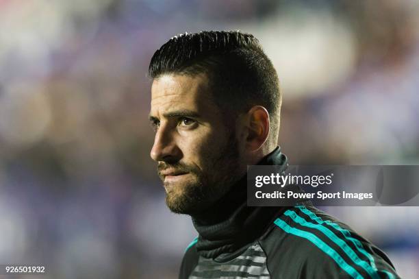 Goalkeeper Francisco Casilla Cortes, K Casilla, of Real Madrid in training prior to the La Liga 2017-18 match between Levante UD and Real Madrid at...