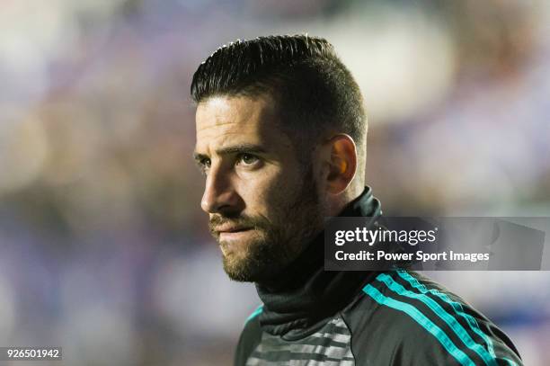 Goalkeeper Francisco Casilla Cortes, K Casilla, of Real Madrid in training prior to the La Liga 2017-18 match between Levante UD and Real Madrid at...