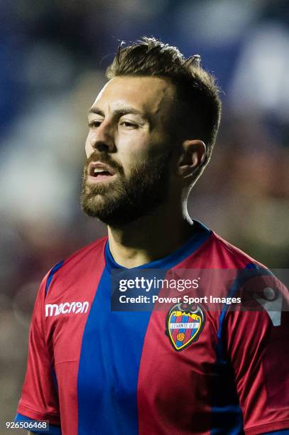 Antonio Manuel Luna Rodriguez of Levante UD reacts during the La Liga 2017-18 match between Levante UD and Real Madrid at Estadio Ciutat de Valencia...