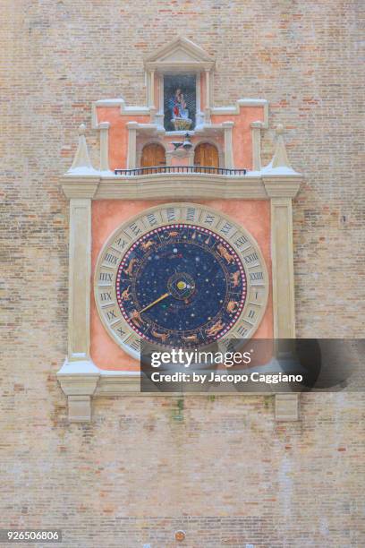 astronomical clock in macerata - jacopo caggiano stock pictures, royalty-free photos & images