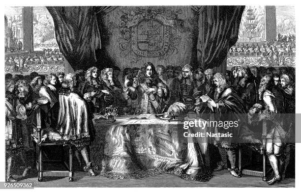 illustrations, cliparts, dessins animés et icônes de guillaume iii, 14.11.1650 - 19.3.1702, roi d’angleterre 13.2.1689 - 8.3.1702, inauguration comme stathouder des pays-bas 1672 - image du xviième siècle