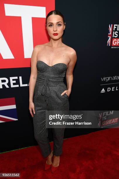 Camilla Luddington attends the Great British Film Reception honoring the British nominees of The 90th Annual Academy Awards on March 2, 2018 in Los...
