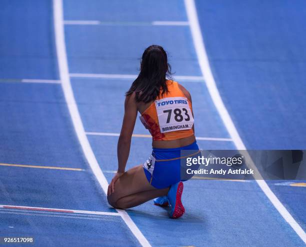 Madiea Ghafoor from the Netherlands fails to qualify for the Final of the Women's 400m on Day two of the World Indoor Championships at Arena...