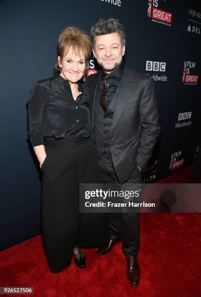 Lorraine Ashbourne and actor Andy Serkis attends the Great British Film Reception honoring the British nominees of The 90th Annual Academy Awards on...