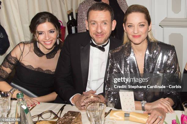 Yael Boon, Dany Boon and Marion Cotillard attend the Cesar ceremony dinner at Le Fouquet's on March 2, 2018 in Paris, France.