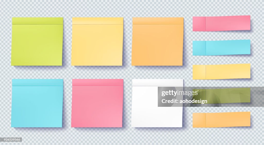 Post Note Sticker Set Isolated On Transparent Background Paper Sticky ...