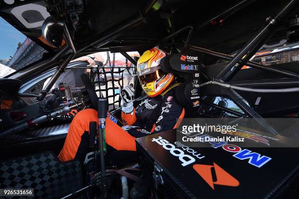 James Courtney driver of the Mobil 1 Boost Mobile Racing Holden Commodore ZB looks on during the top ten shootout for race 1 for Supercars Adelaide...