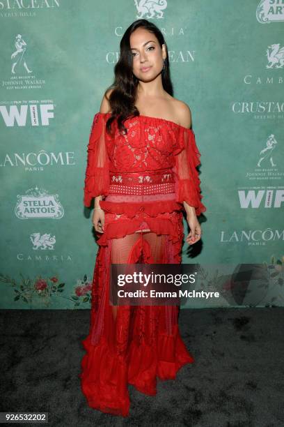 Inanna Sarkis attends Women In Film Pre-Oscar Cocktail Party presented by Max Mara and Lancome with additional support from Crustacean Beverly Hills,...