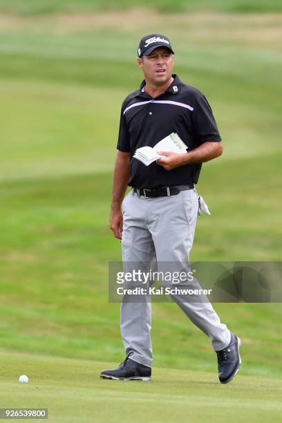 Terry Pilkadaris of Australia looks on during day three of the ISPS Handa New Zealand Golf Open at Millbrook Golf Resort on March 3, 2018 in...
